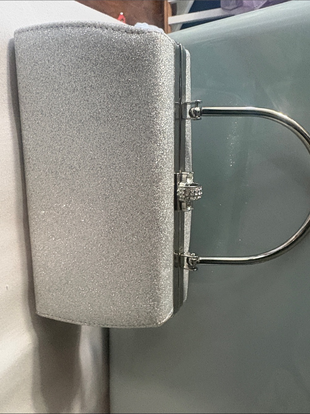 Silver Glitter Evening Clutch